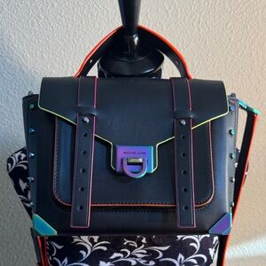 Michael Kors Black Satchel with Neon Accents